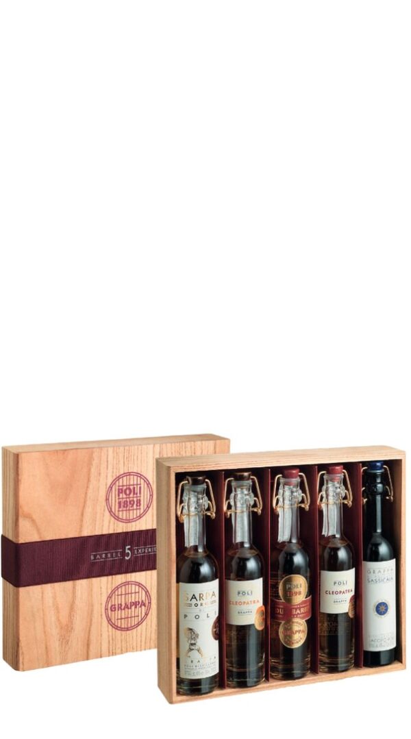 Jacopo Poli - Kit Grappa "5 Barrel Experience" 5x100ml Cofanetto legno